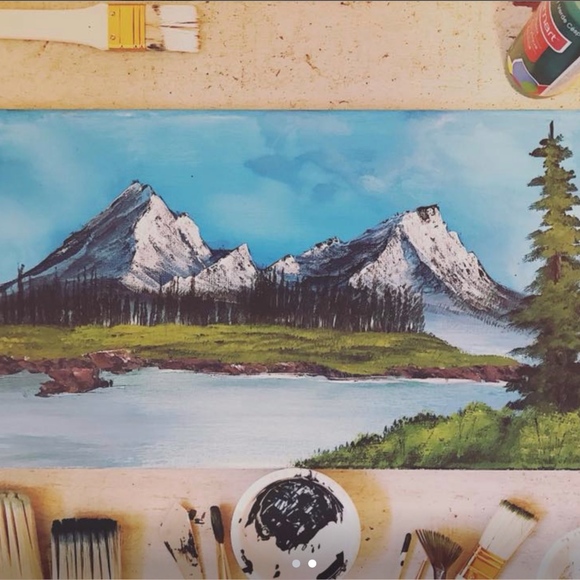 Tiffanny Lace Other - Bob Ross-Inspired landscape on canvas